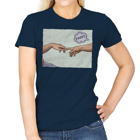 The Creation of a Joke! - Womens T-Shirts RIPT Apparel Small / Navy