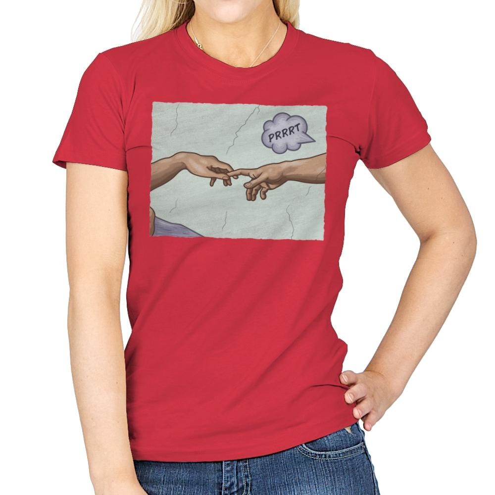 The Creation of a Joke! - Womens T-Shirts RIPT Apparel Small / Red