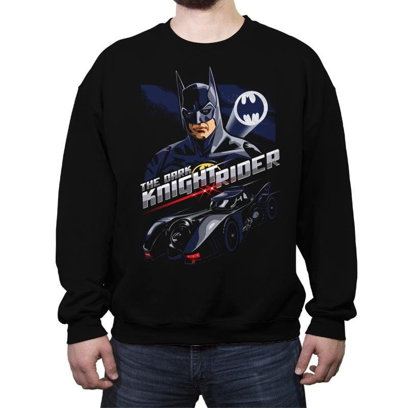 The Dark Knight Rider - Crew Neck Sweatshirt Crew Neck Sweatshirt RIPT Apparel Small / Black