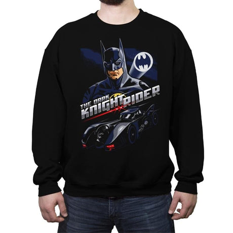The Dark Knight Rider - Crew Neck Sweatshirt Crew Neck Sweatshirt RIPT Apparel Small / Black