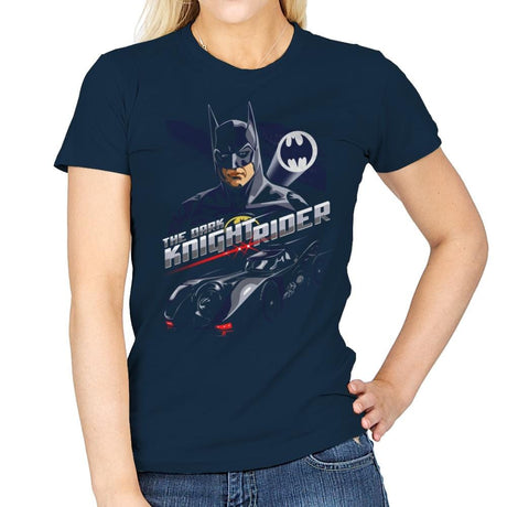 The Dark Knight Rider - Womens T-Shirts RIPT Apparel Small / Navy