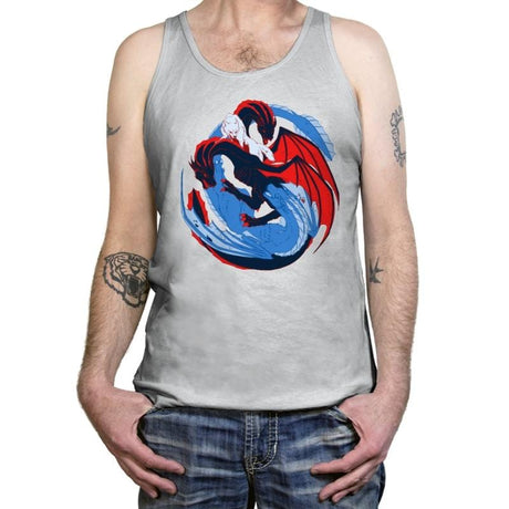 The Dragon and the Wolf - Tanktop Tanktop RIPT Apparel X-Small / Silver