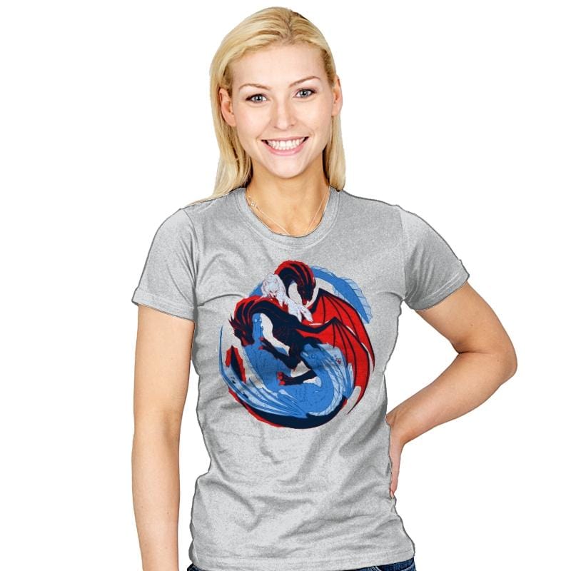 The Dragon and the Wolf - Womens T-Shirts RIPT Apparel Small / Silver