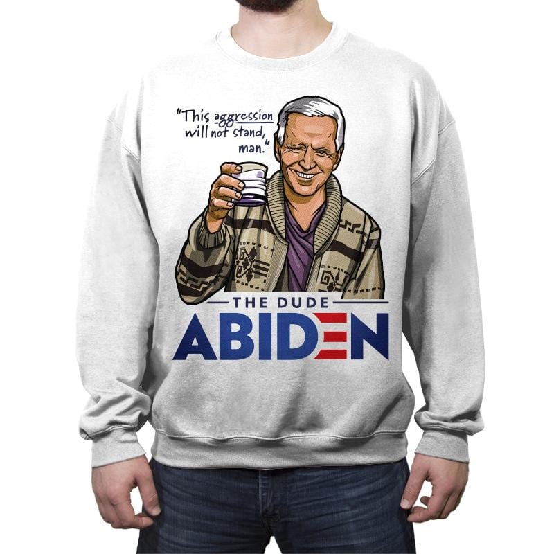 The Dude Abiden - Crew Neck Sweatshirt Crew Neck Sweatshirt RIPT Apparel Small / White