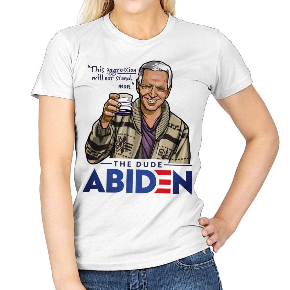 The Dude Abiden - Womens T-Shirts RIPT Apparel Small / White
