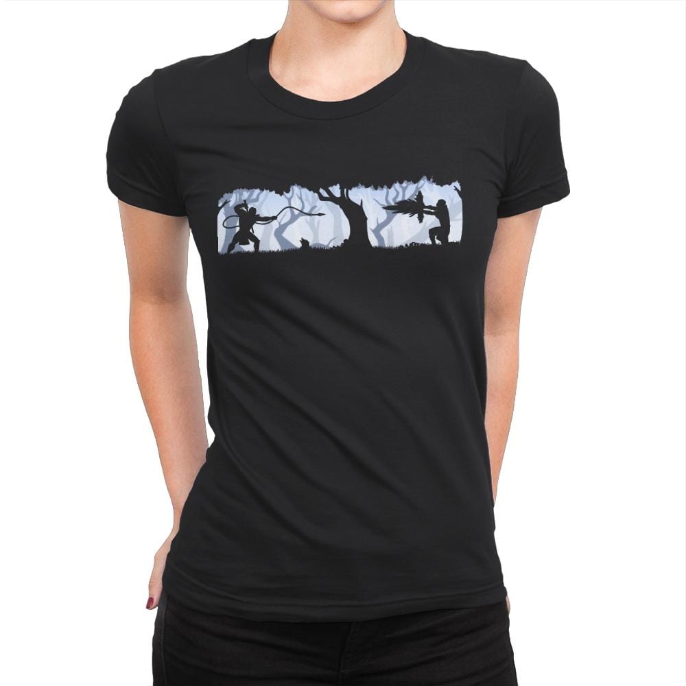 The Duel - Womens Premium T-Shirts RIPT Apparel Small / Black