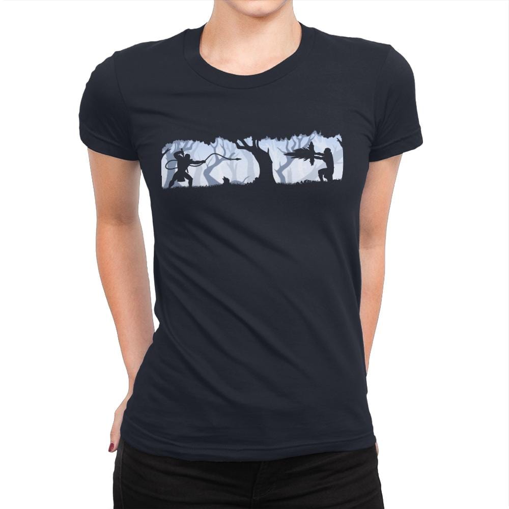 The Duel - Womens Premium T-Shirts RIPT Apparel Small / Midnight Navy