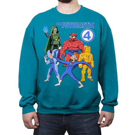The Futuristic 4 - Crew Neck Sweatshirt Crew Neck Sweatshirt RIPT Apparel Small / Antique Sapphire