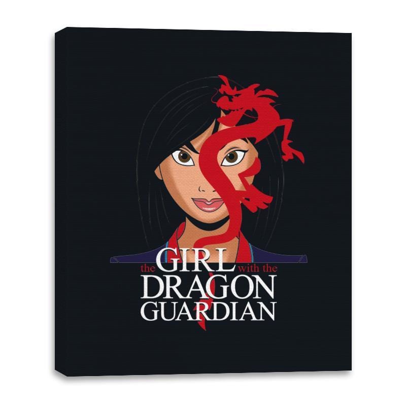 The Girl With The Dragon Guardian - Canvas Wraps Canvas Wraps RIPT Apparel 16x20 / Black