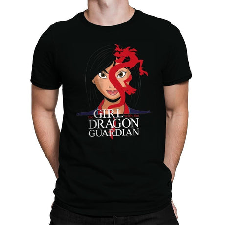 The Girl With The Dragon Guardian - Mens Premium T-Shirts RIPT Apparel Small / Black