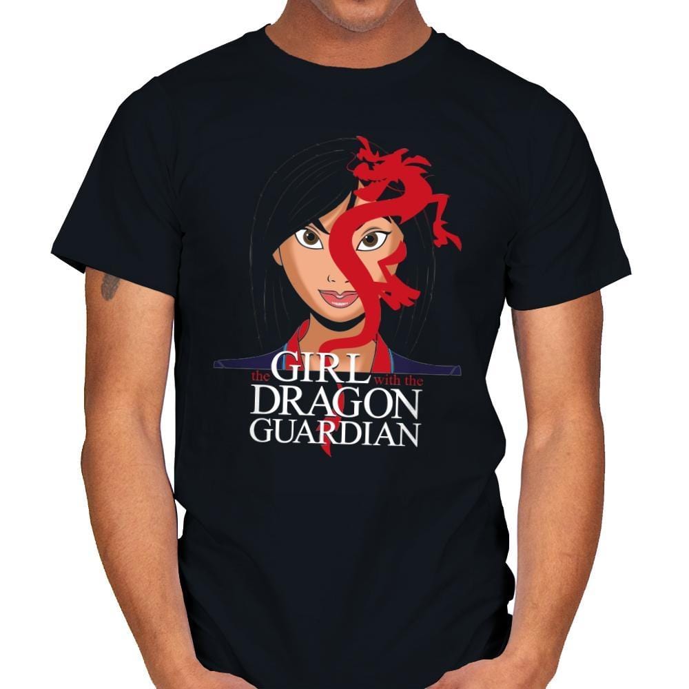 The Girl With The Dragon Guardian - Mens T-Shirts RIPT Apparel Small / Black