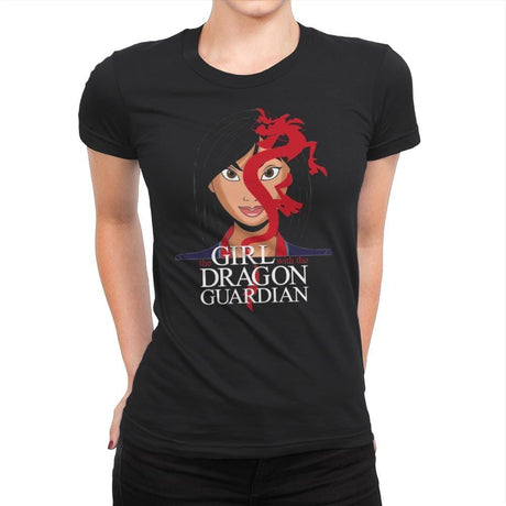 The Girl With The Dragon Guardian - Womens Premium T-Shirts RIPT Apparel Small / Black