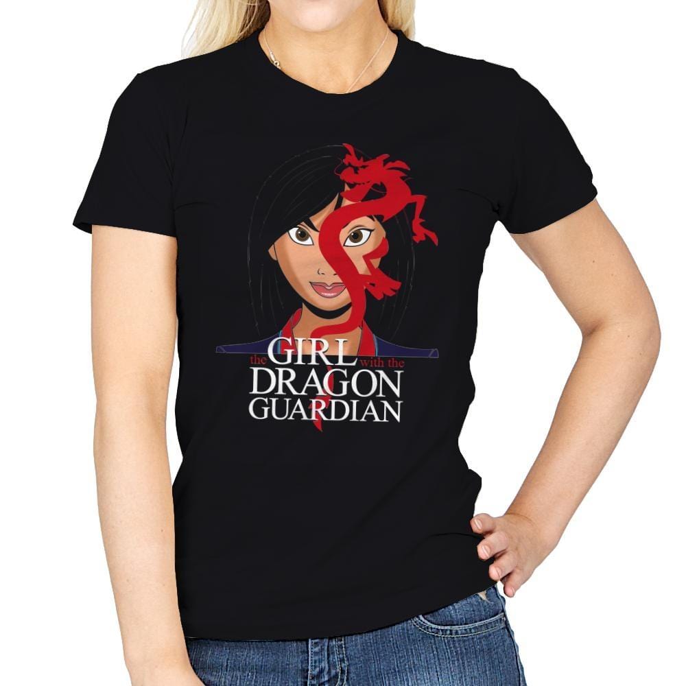 The Girl With The Dragon Guardian - Womens T-Shirts RIPT Apparel Small / Black