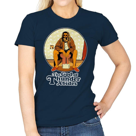 The God of Thunder Abides - Anytime - Womens T-Shirts RIPT Apparel Small / Navy