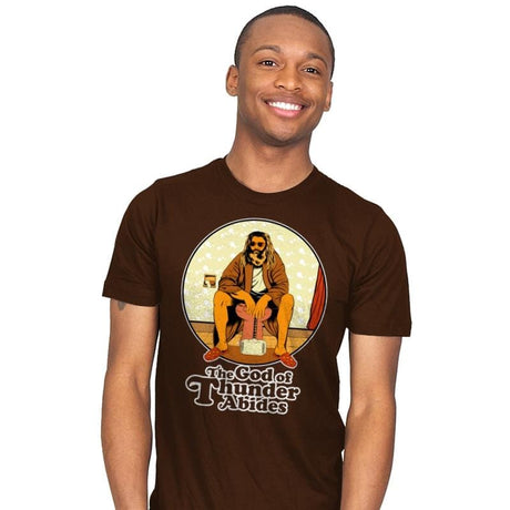 The God of Thunder Abides - Mens T-Shirts RIPT Apparel Small / Brown
