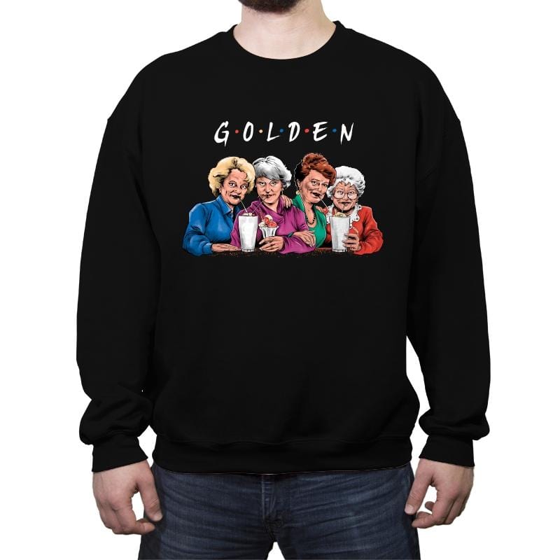 The Golden Friends Remix - Crew Neck Sweatshirt Crew Neck Sweatshirt RIPT Apparel Small / Black