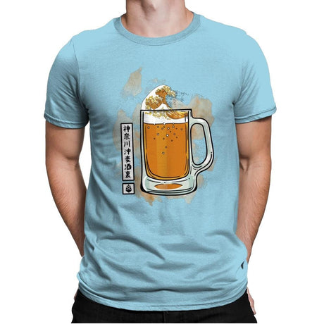 The great beer off Kanagawa - Mens Premium T-Shirts RIPT Apparel Small / Light Blue