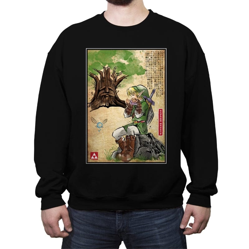 The Great Deku Woodblock - Crew Neck Sweatshirt Crew Neck Sweatshirt RIPT Apparel Small / Black