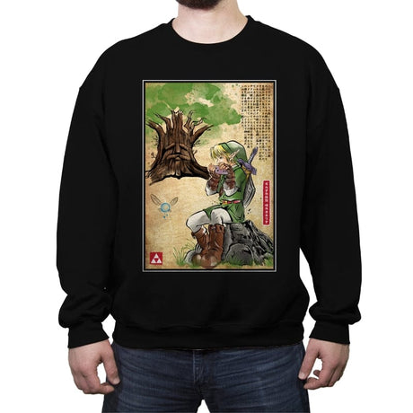 The Great Deku Woodblock - Crew Neck Sweatshirt Crew Neck Sweatshirt RIPT Apparel Small / Black