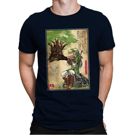 The Great Deku Woodblock - Mens Premium T-Shirts RIPT Apparel Small / Midnight Navy