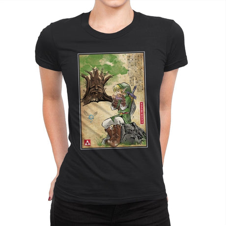 The Great Deku Woodblock - Womens Premium T-Shirts RIPT Apparel Small / Black