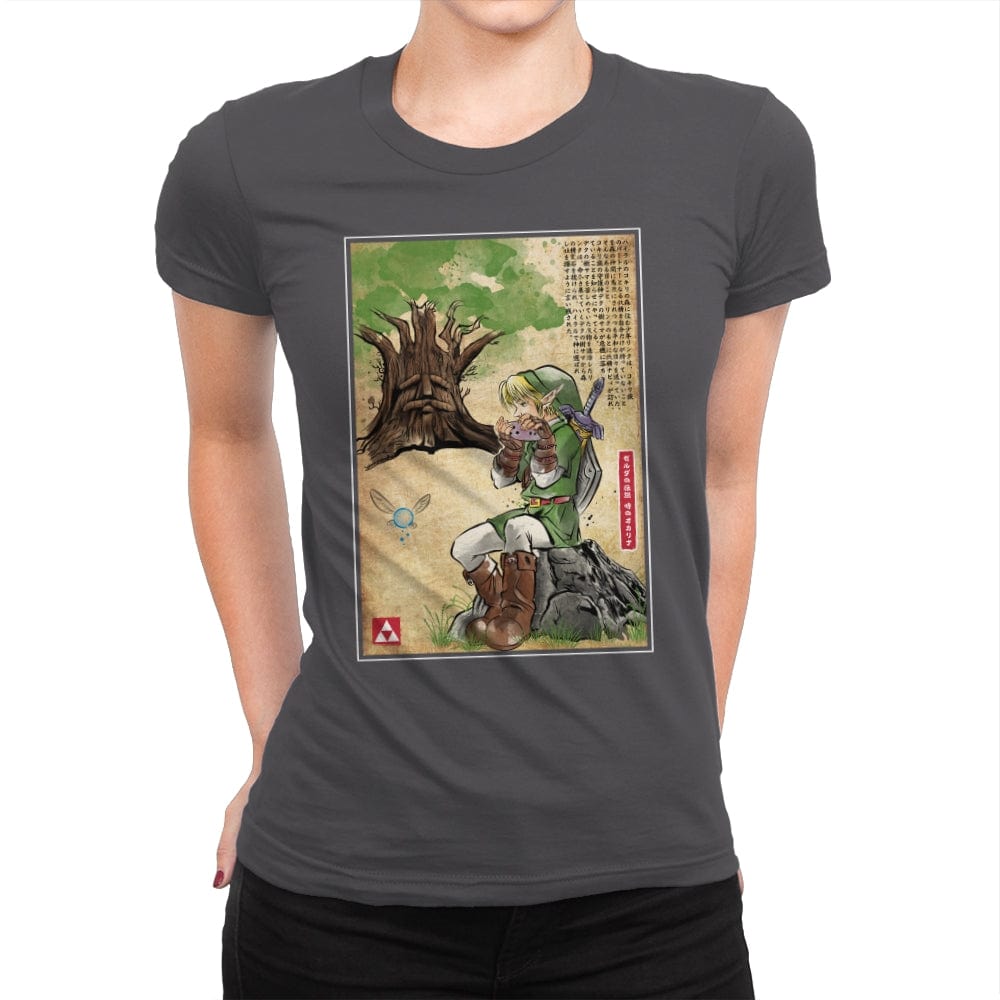 The Great Deku Woodblock - Womens Premium T-Shirts RIPT Apparel Small / Heavy Metal