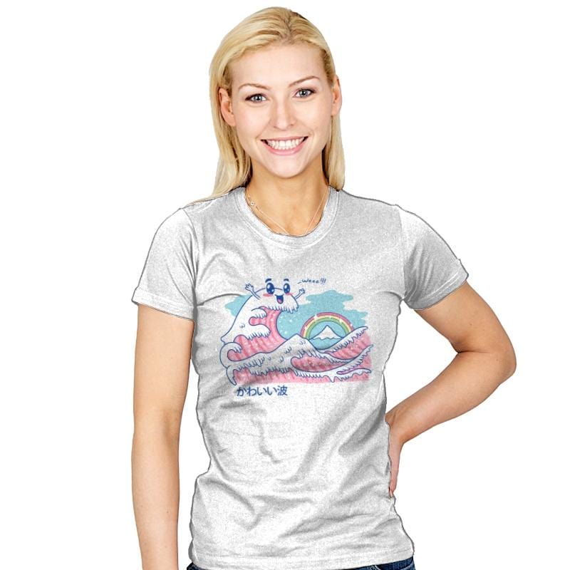 The Great Kawaii Wave - Womens T-Shirts RIPT Apparel Small / White