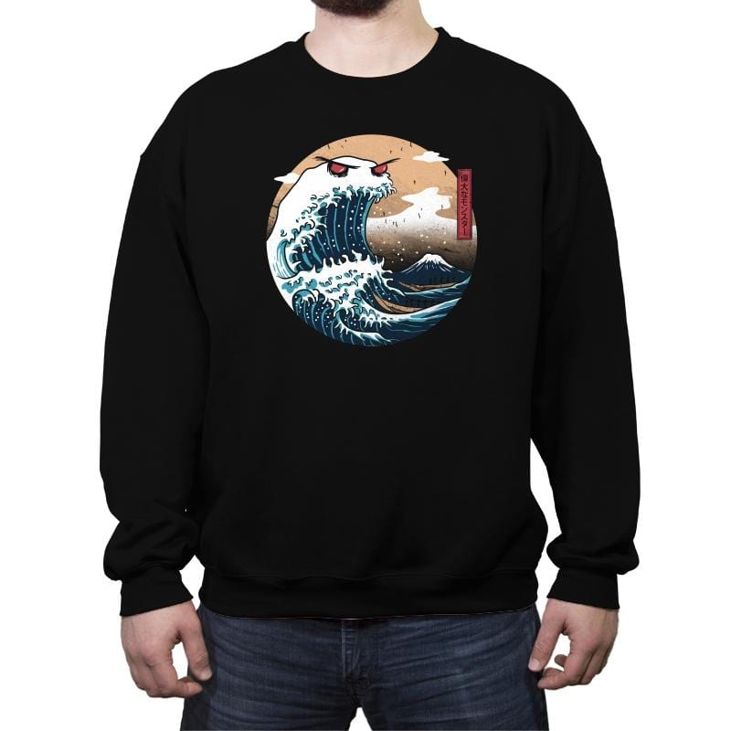 The Great Monster of Kanagawa - Crew Neck Sweatshirt Crew Neck Sweatshirt RIPT Apparel Small / Black