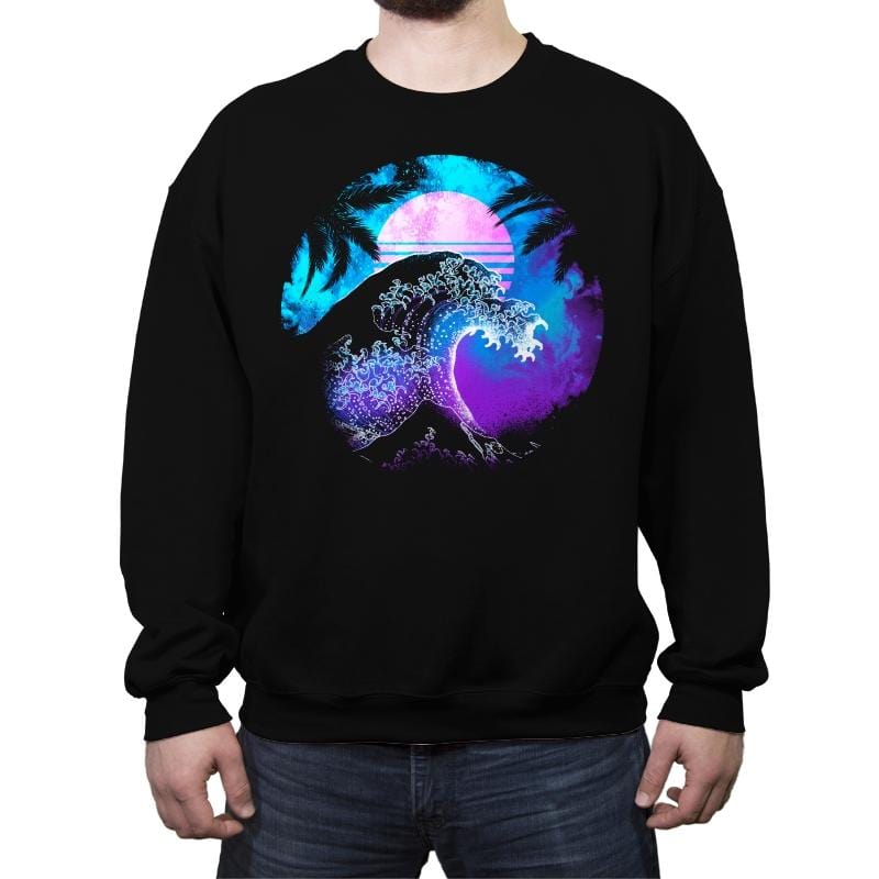 The Great Retrowave Orb - Crew Neck Sweatshirt Crew Neck Sweatshirt RIPT Apparel Small / Black