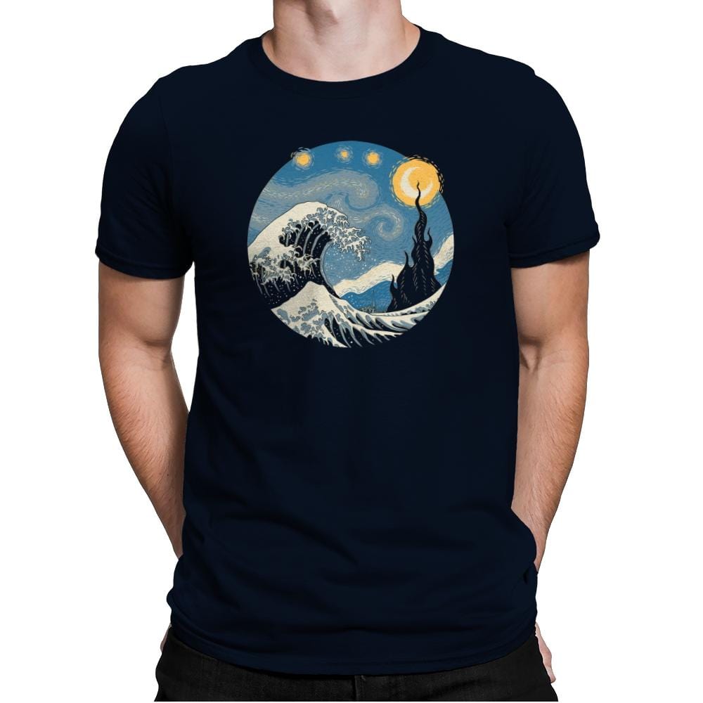The Great Starry Wave - Mens Premium T-Shirts RIPT Apparel Small / Midnight Navy