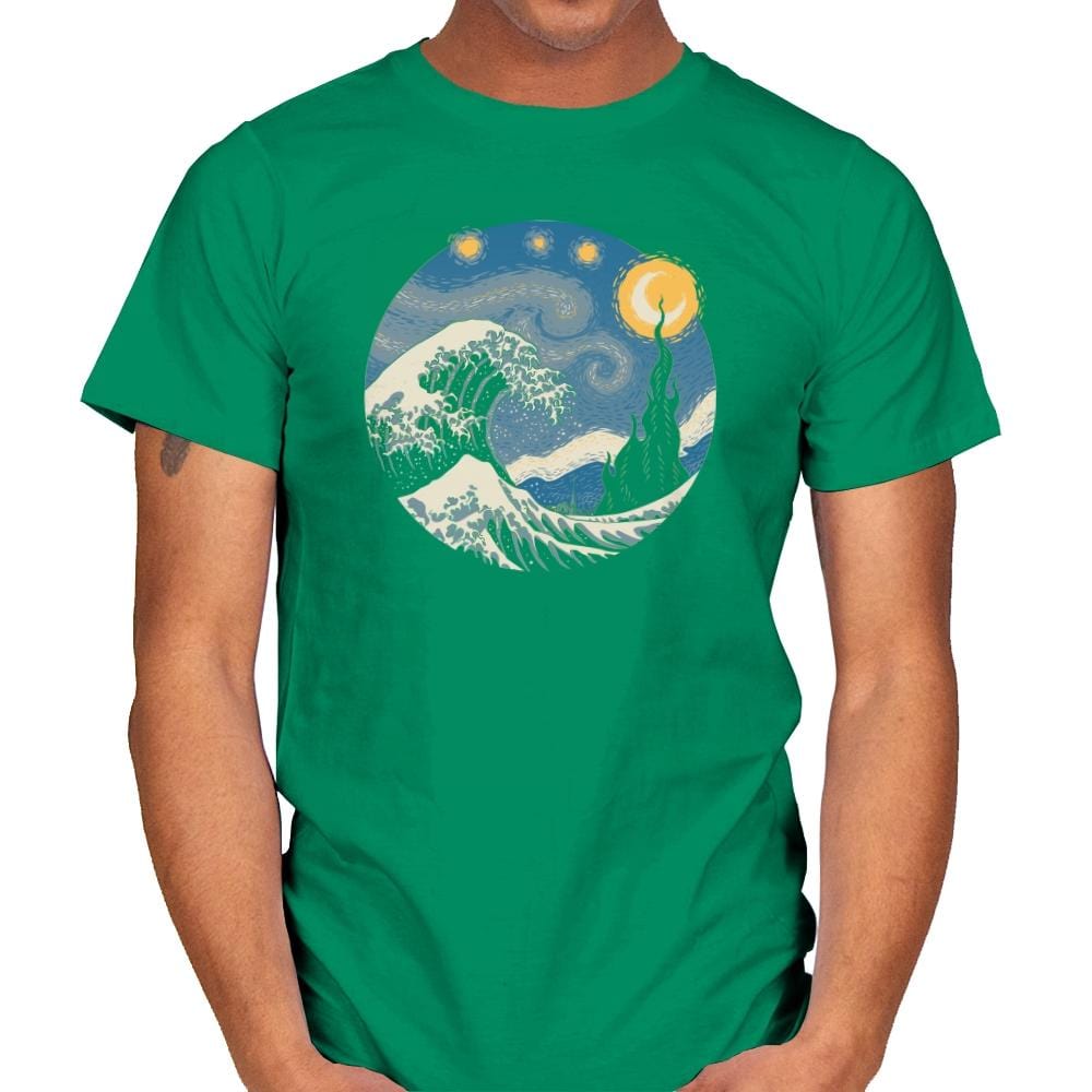 The Great Starry Wave - Mens T-Shirts RIPT Apparel Small / Kelly