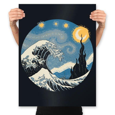 The Great Starry Wave - Prints Posters RIPT Apparel 18x24 / Black