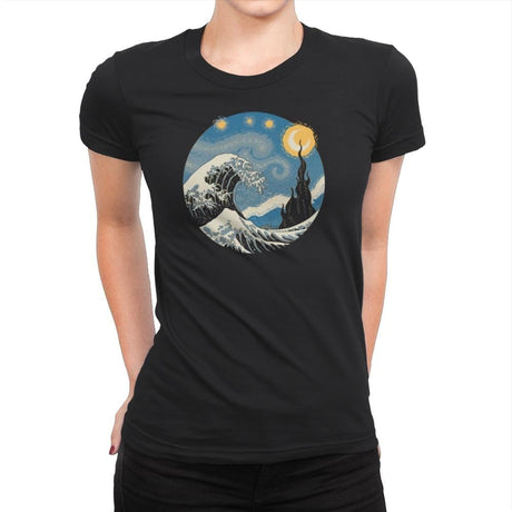 The Great Starry Wave - Womens Premium T-Shirts RIPT Apparel Small / Black