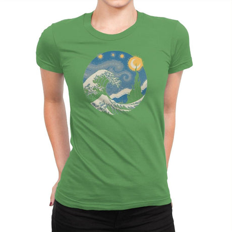 The Great Starry Wave - Womens Premium T-Shirts RIPT Apparel Small / Kelly