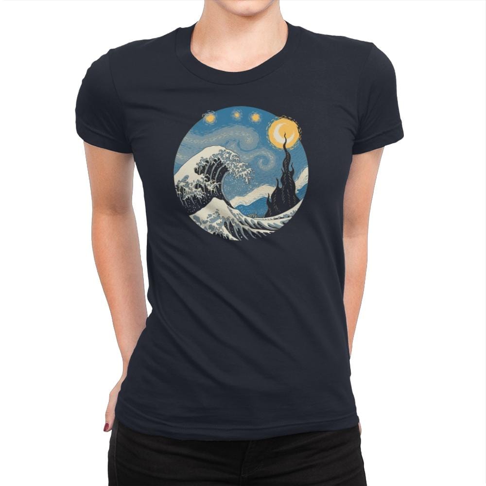 The Great Starry Wave - Womens Premium T-Shirts RIPT Apparel Small / Midnight Navy