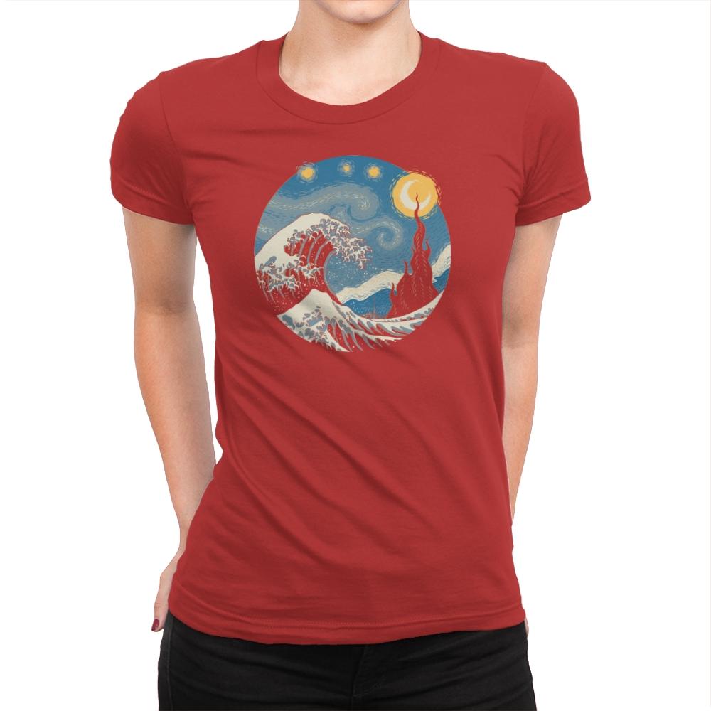 The Great Starry Wave - Womens Premium T-Shirts RIPT Apparel Small / Red