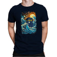 The Great Wave and The Tardis - Mens Premium T-Shirts RIPT Apparel Small / Midnight Navy