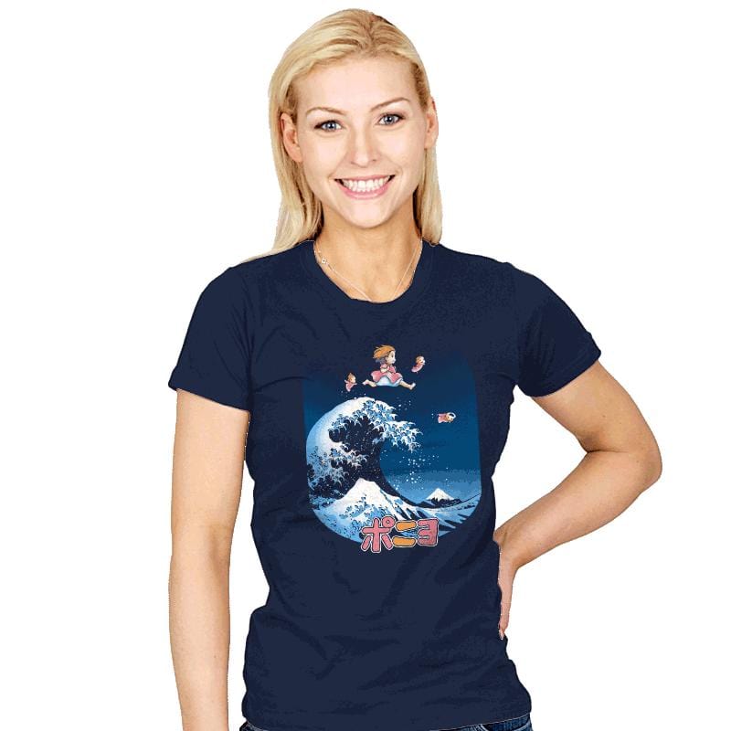 The Great Wave of Ponyo - Womens T-Shirts RIPT Apparel