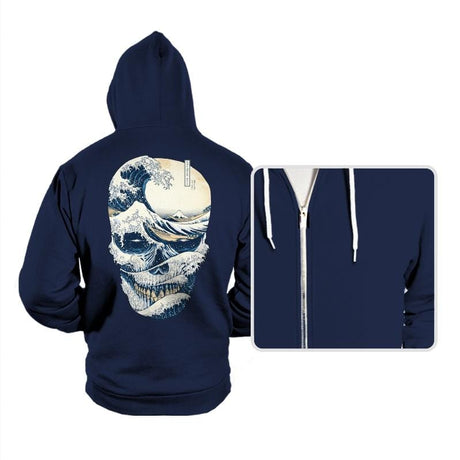 The Great Wave of Skull - Hoodies Hoodies RIPT Apparel Small / Navy