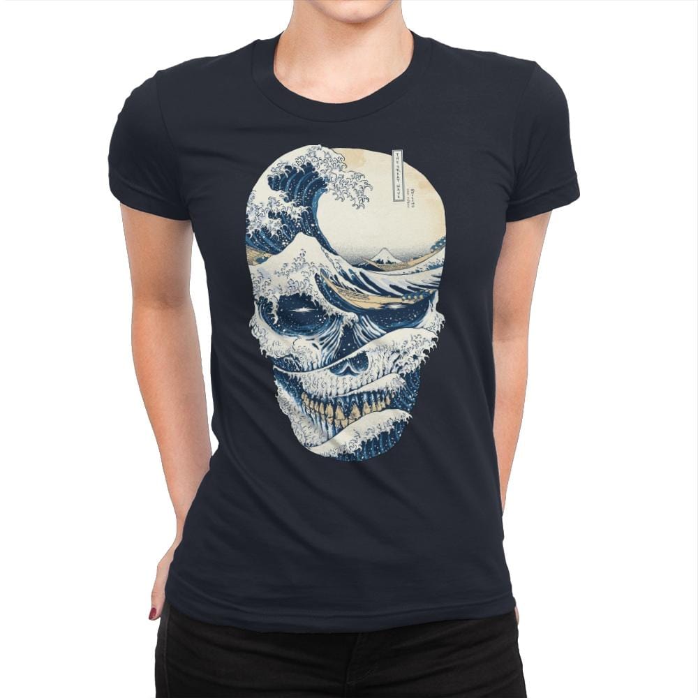 The Great Wave of Skull - Womens Premium T-Shirts RIPT Apparel Small / Midnight Navy