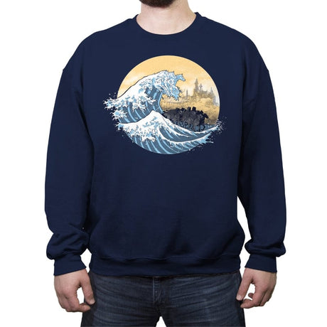 The Great Wave of the Ringwraiths - Crew Neck Sweatshirt Crew Neck Sweatshirt RIPT Apparel Small / Navy