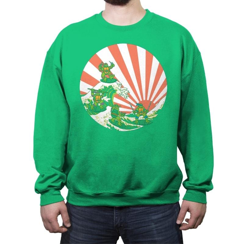 The Great Wave Off Cowabunga - Crew Neck Sweatshirt Crew Neck Sweatshirt RIPT Apparel