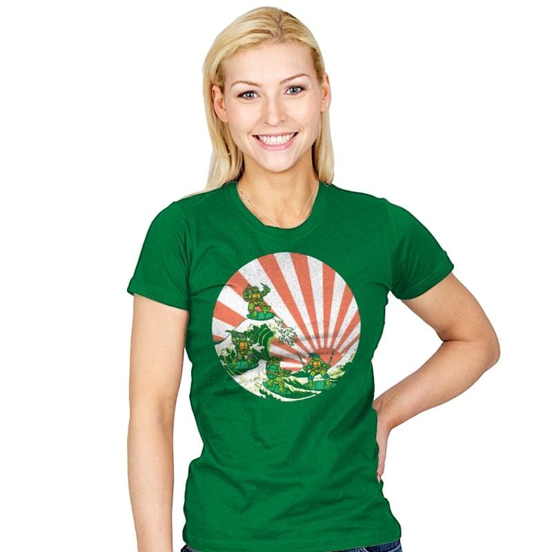 The Great Wave Off Cowabunga - Womens T-Shirts RIPT Apparel Small / Kelly