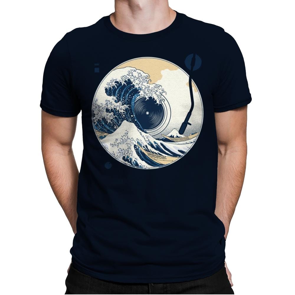 The Great Wave off Music - Mens Premium T-Shirts RIPT Apparel Small / Midnight Navy