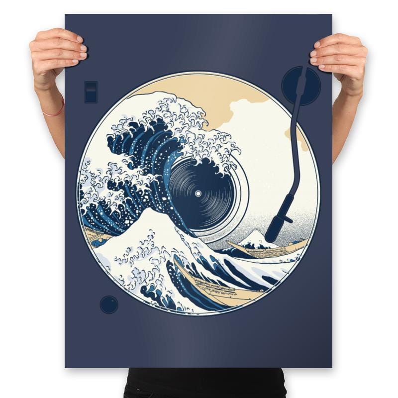 The Great Wave off Music - Prints Posters RIPT Apparel 18x24 / Navy