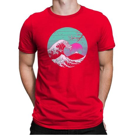 The Great Wave Vapor Aesthetics - Mens Premium T-Shirts RIPT Apparel Small / Red