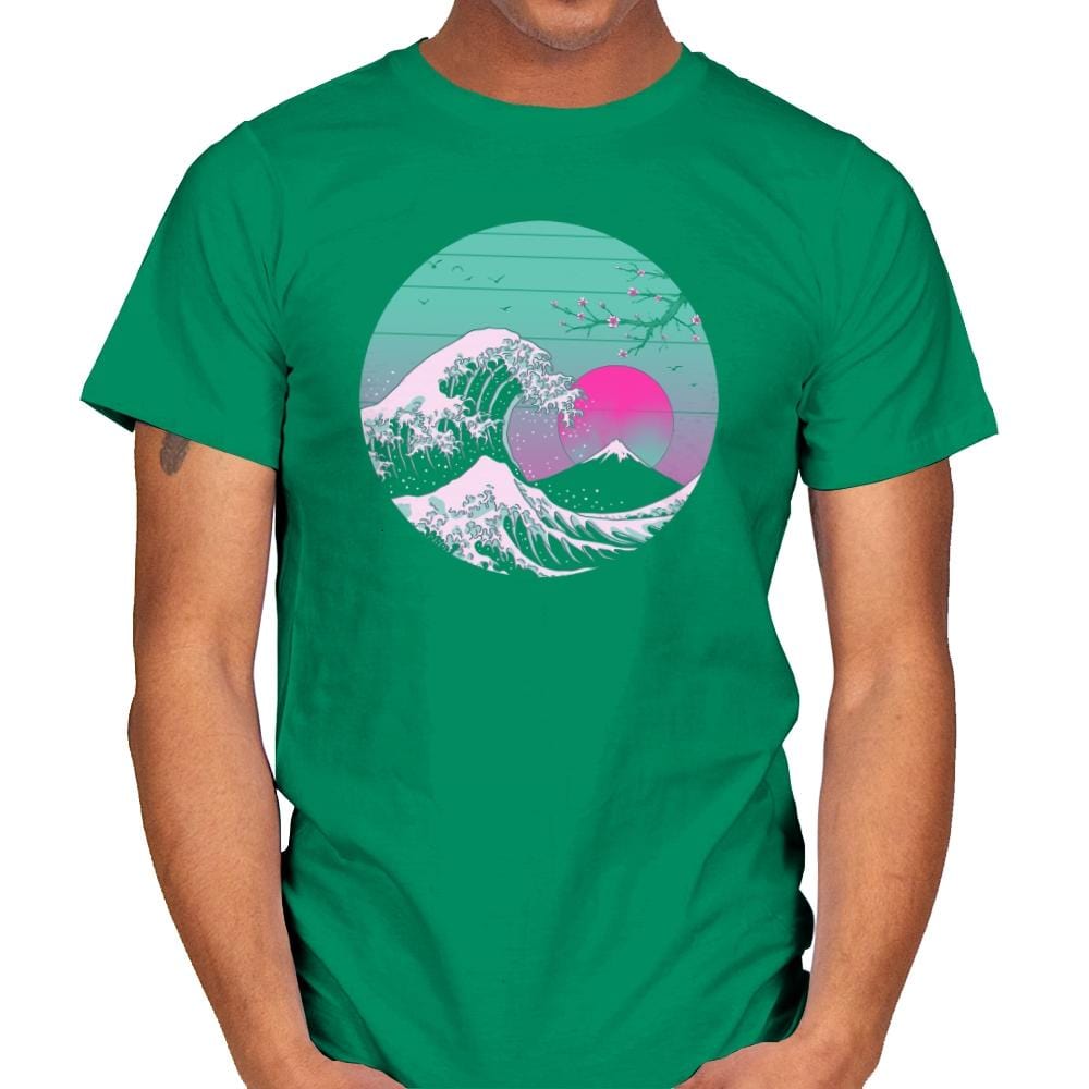 The Great Wave Vapor Aesthetics - Mens T-Shirts RIPT Apparel Small / Kelly