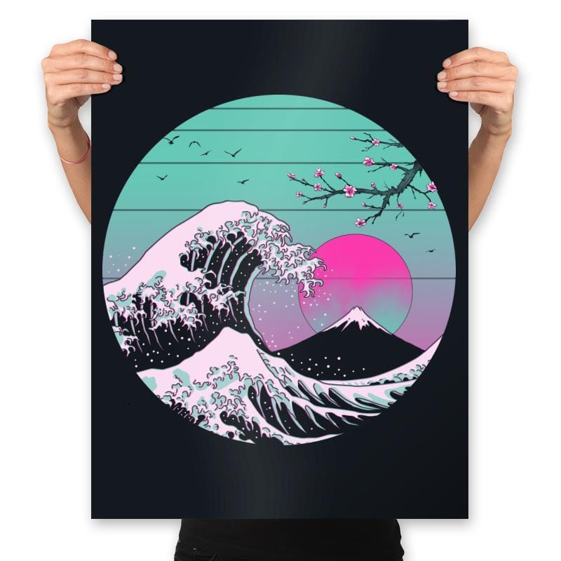 The Great Wave Vapor Aesthetics - Prints Posters RIPT Apparel 18x24 / Black