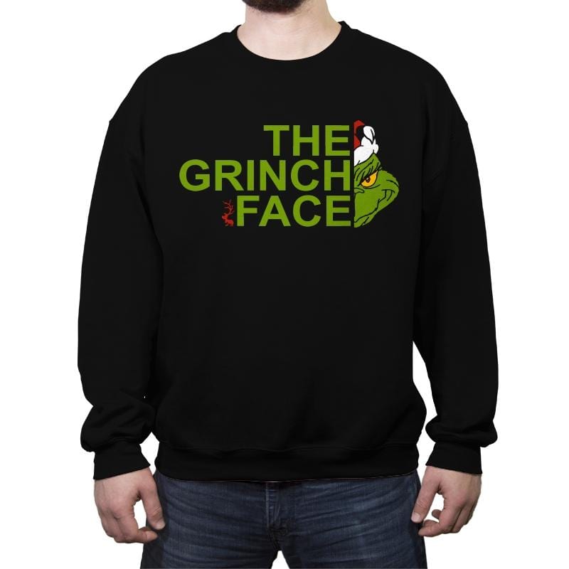 The Grinch Face - Crew Neck Sweatshirt Crew Neck Sweatshirt RIPT Apparel Small / Black