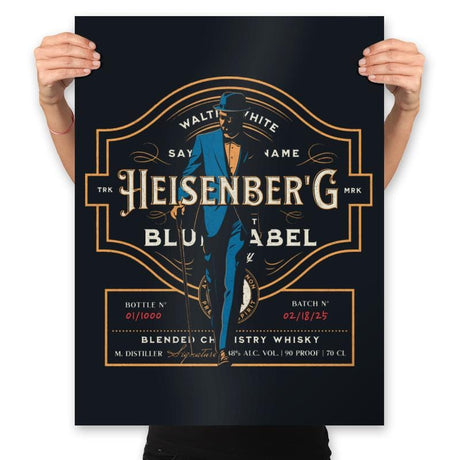 The Heisenberg - Blue Label T-Shirt - Prints Posters RIPT Apparel 18x24 / Black